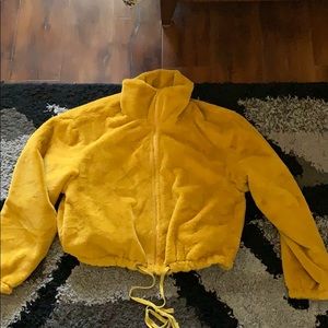 yellow fuzzy fashion nova zip up jacket